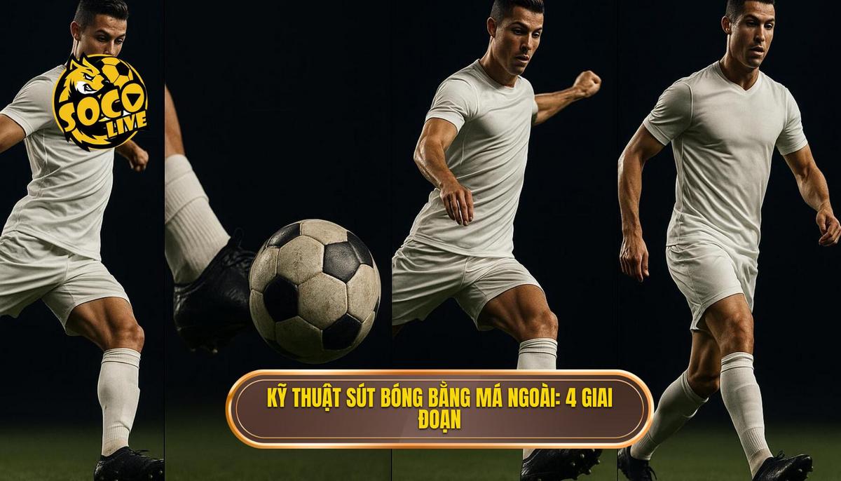 Chi tiết Kỹ thuật sút bóng bằng má ngoài_ 4 Giai đoạn Vàng